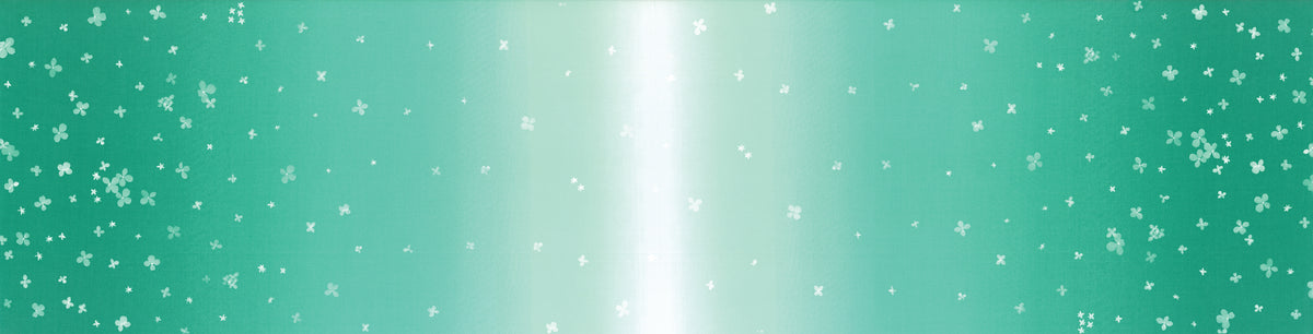 Ombre Bloom - Teal - light to dark teals with white flowers