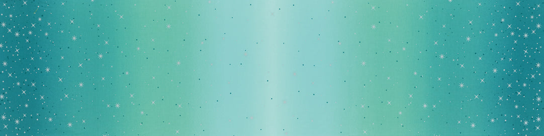 Ombre Fairy Dust - Turquoise - silver metallic accents- stars on turquoise ombre