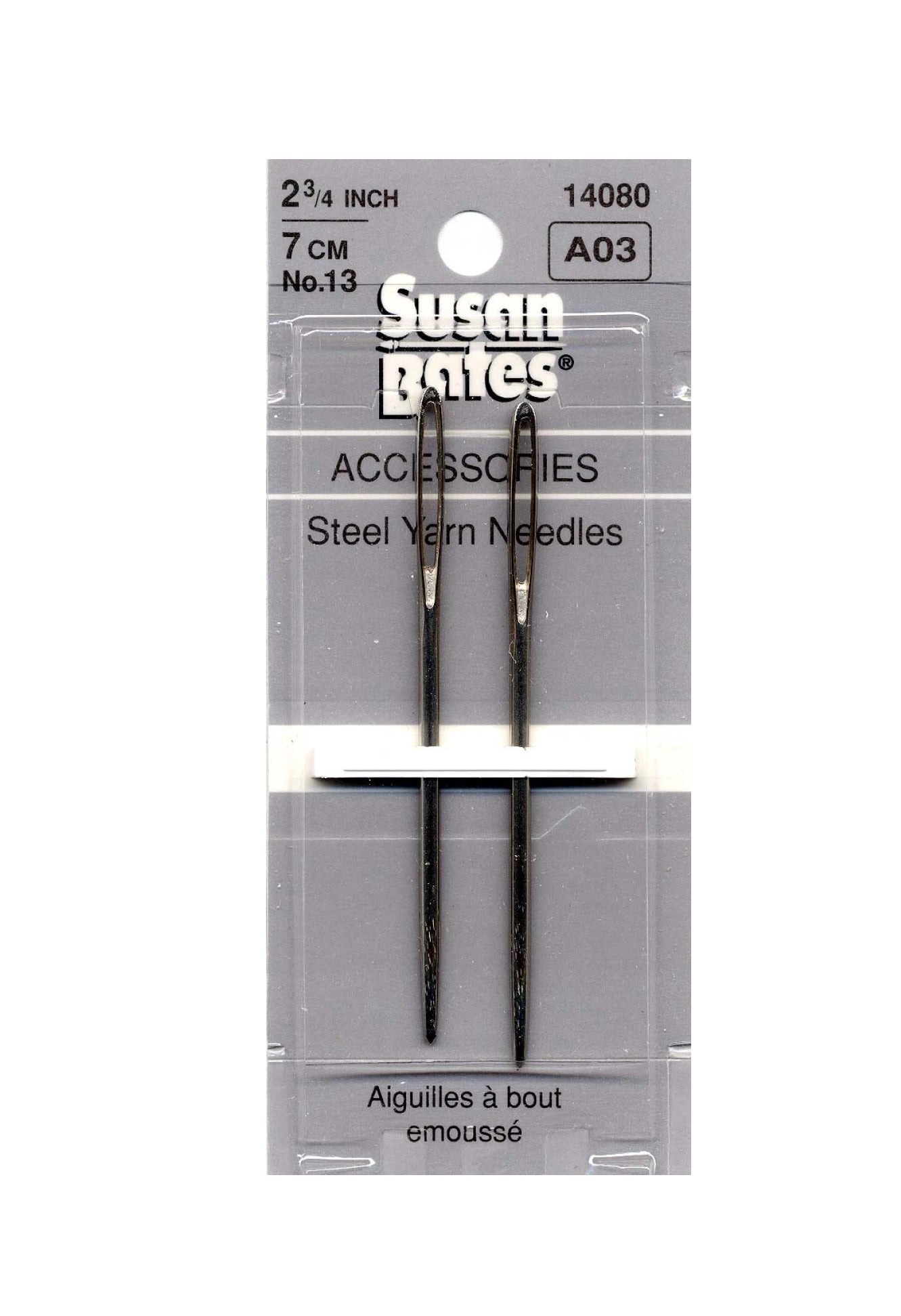 Susan Bates Steel Yarn Needle- lg eye, blunt tip, 2.75 inches long