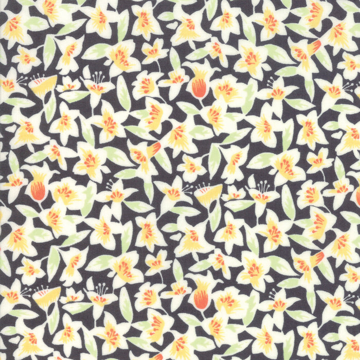 Fine and Sunny - Blossom - Persimmon - white flowers on orange - Jen Kingwel
