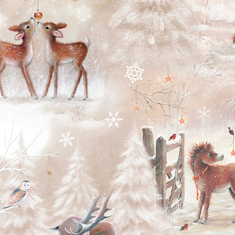 Woodland Wonder Flannel - Deer Scenic - Taupe