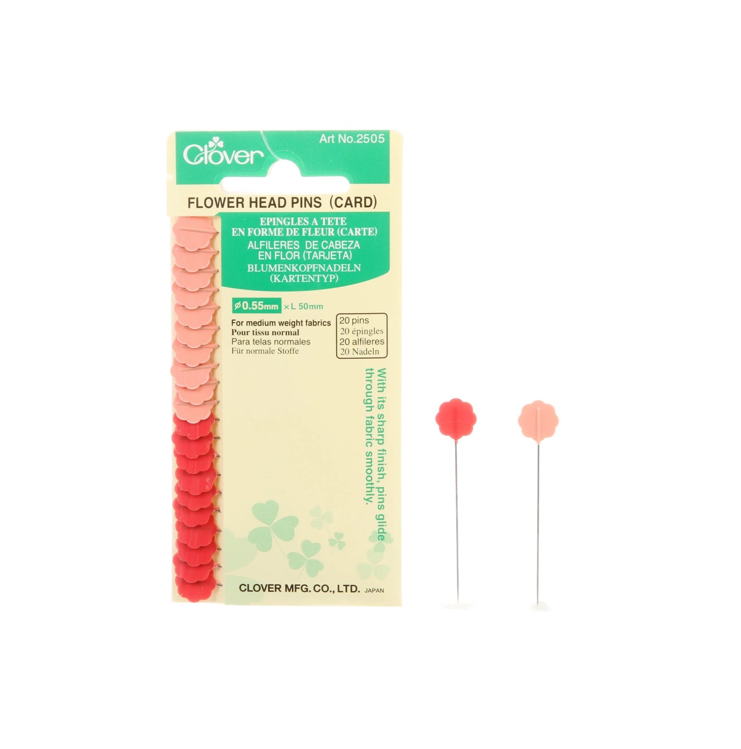 Clover - Flat Flower Head Pins 20 count - size 32 - NOT heat resistant