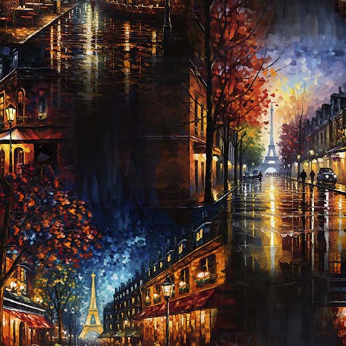 C'est Magnifique - Cityscape - Black - city street of Paris w/Eiffel Tower