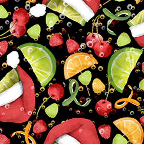 Happy Alcoholidays - Santa's Fruit Fiesta - Black