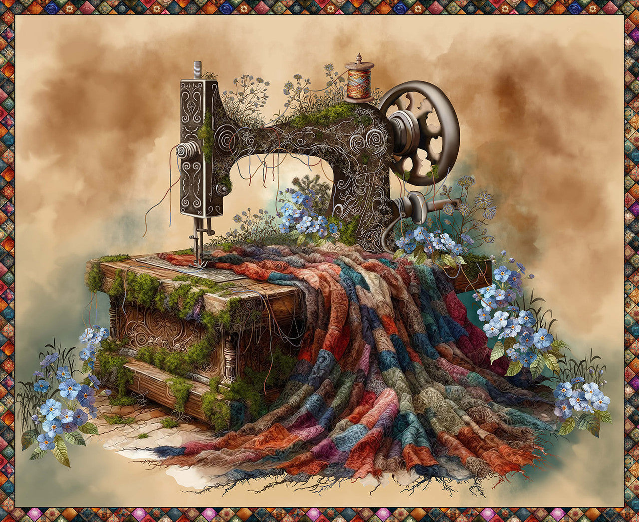 Forget Me Not - Sewing Machine Panel by Marily Lee
