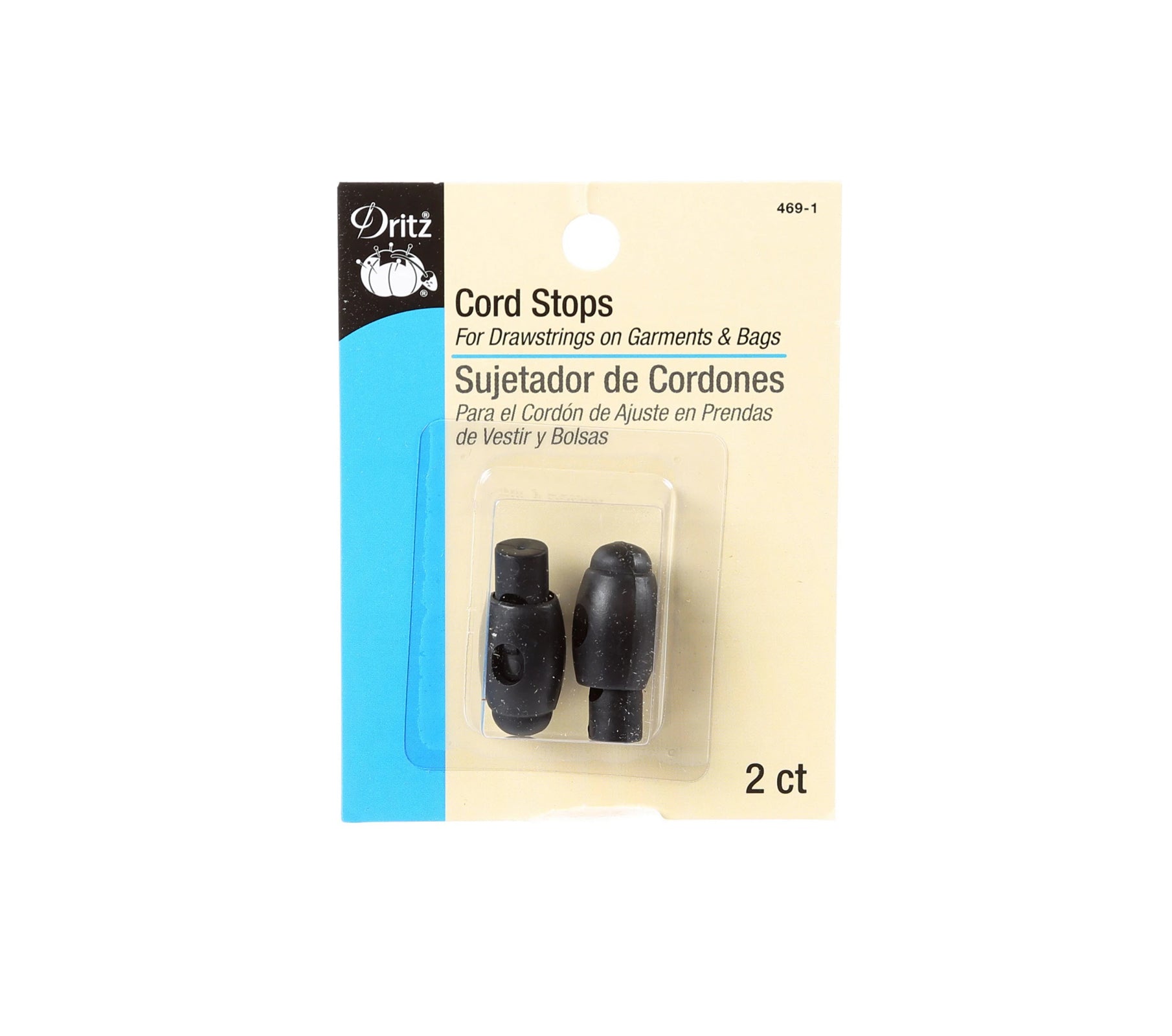 Dritz 2 cord stops black #469-1