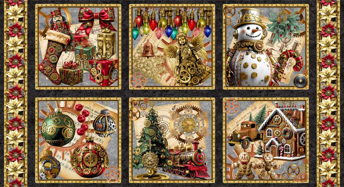 Gears & Garland - PANEL Steampunk Christmas Blocks