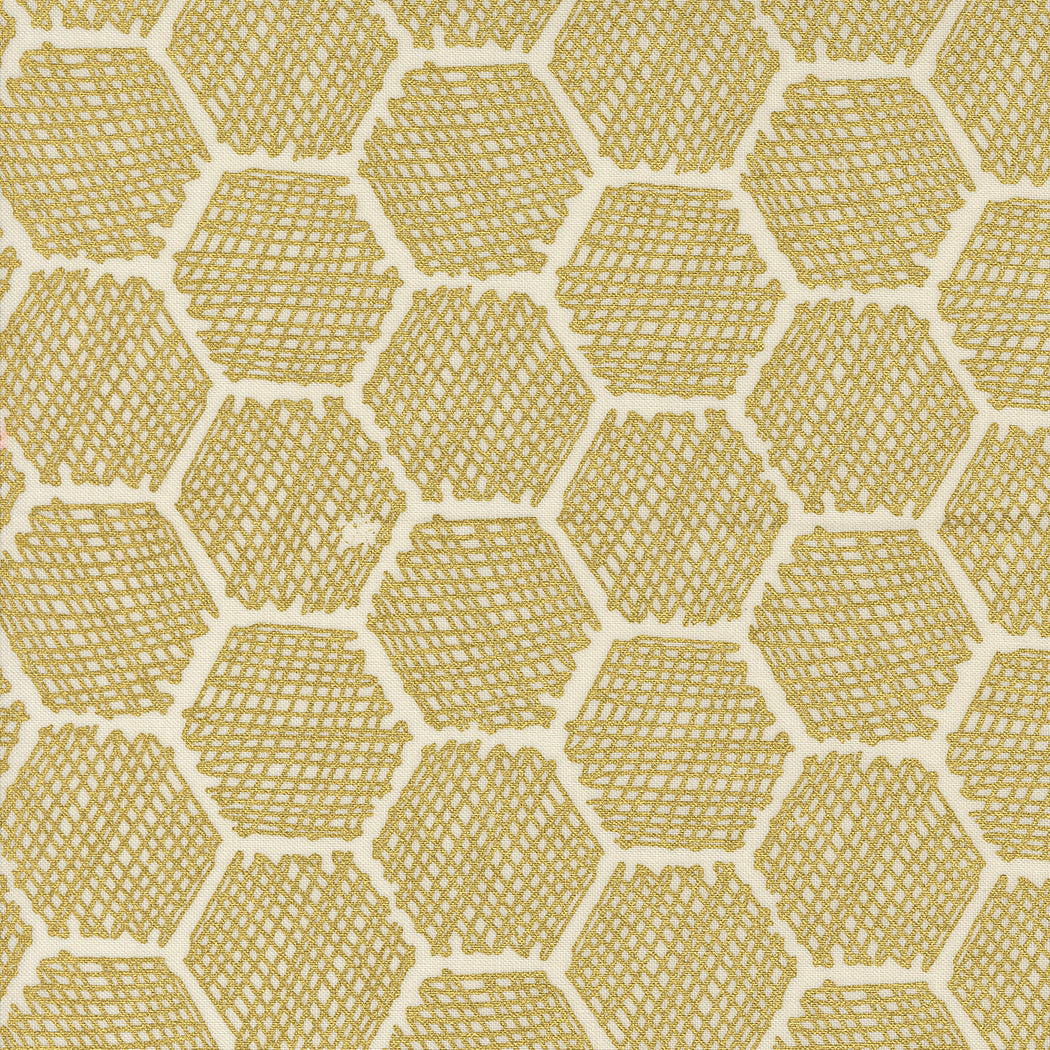 Bee Garden Metallic- Honeycomb- Porcelain - gold metallic honeycomb on white