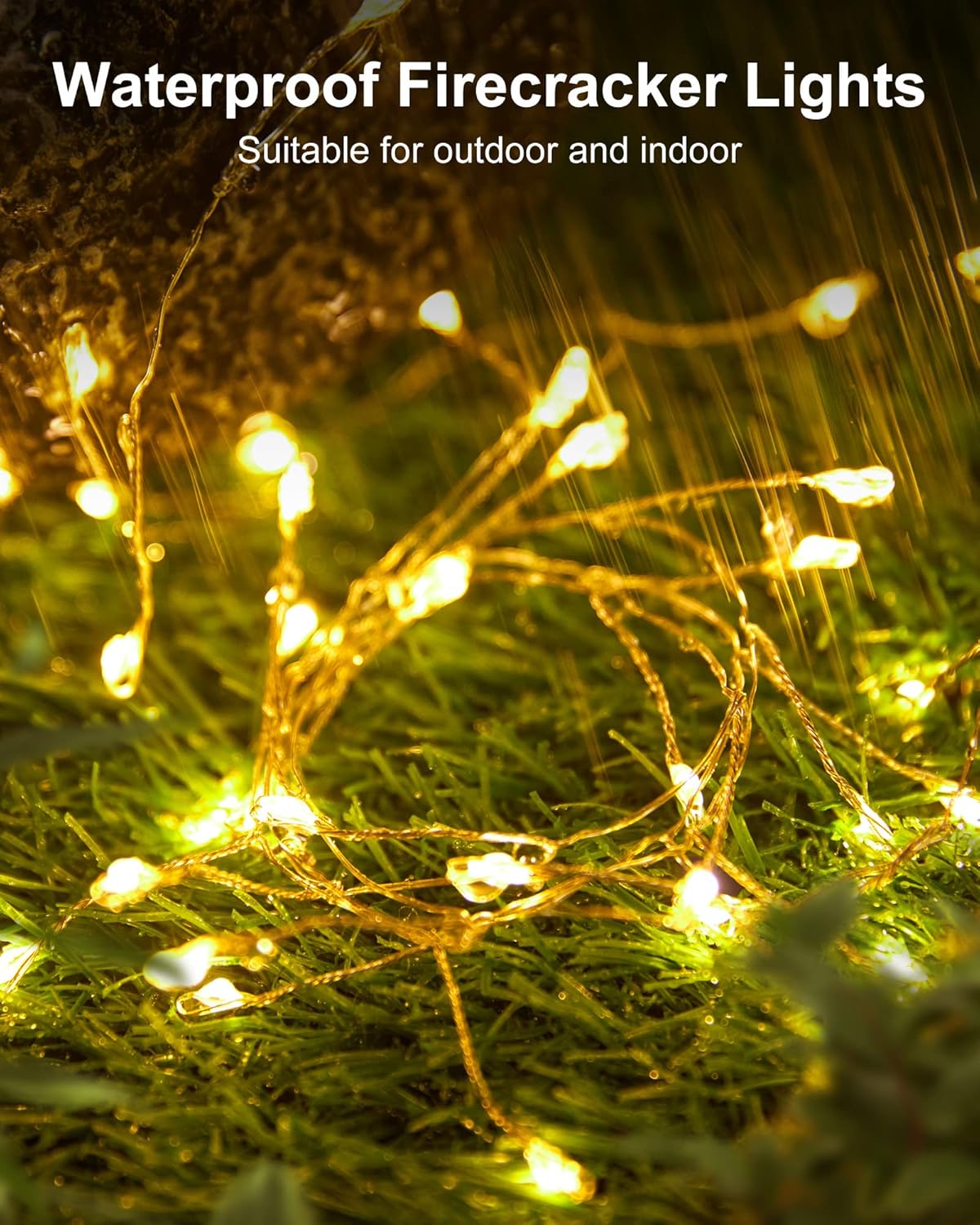 Minetom - Fairy lights batteryoperated - 60 LED firecracker lights - warm white