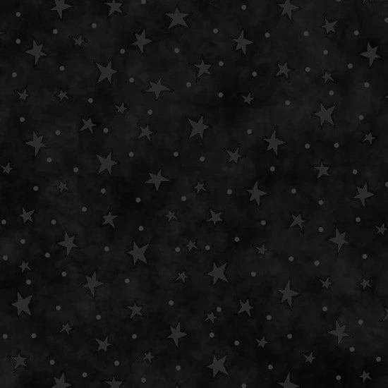 Starry Basics - Black - dark gray stars on black - (Hat on a Cat)