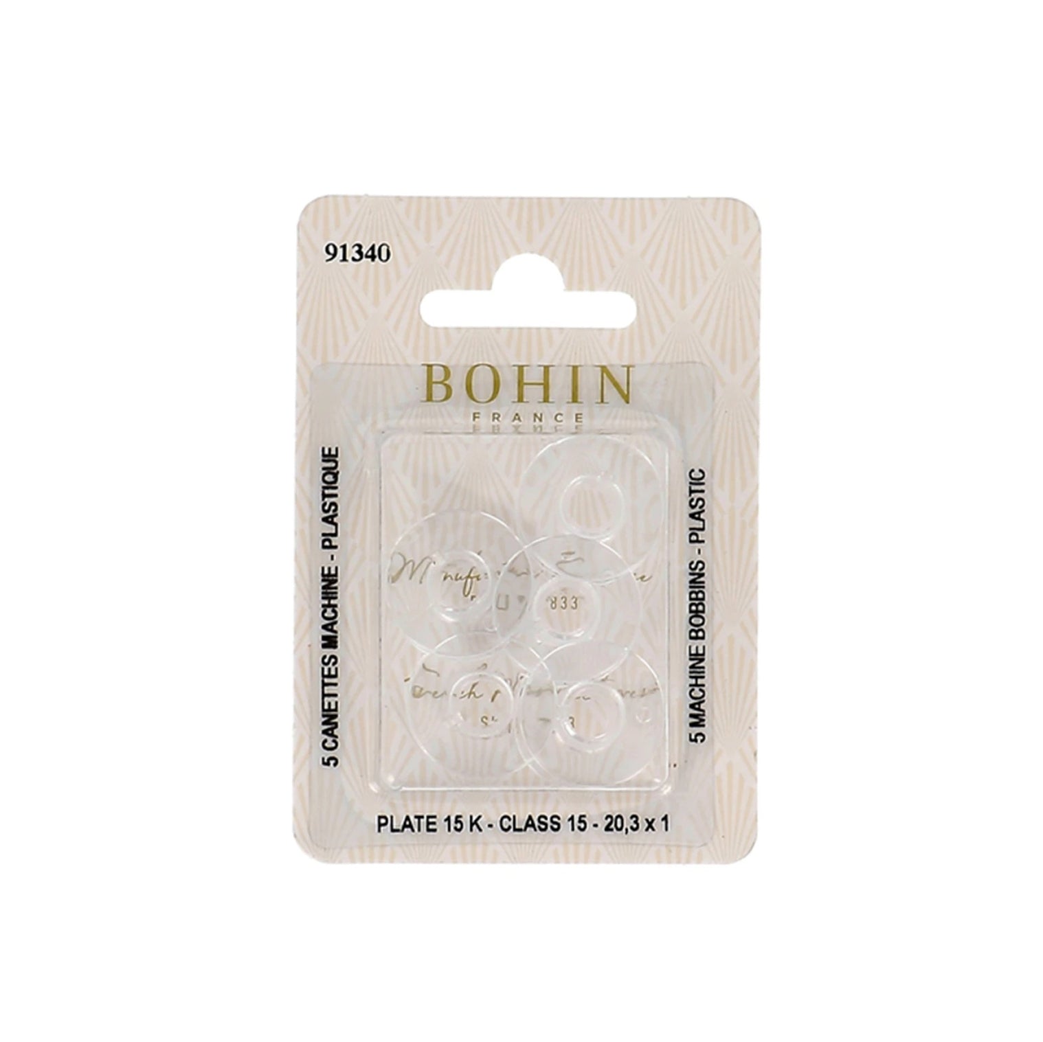 Bohin - Plastic Machine Bobbins - Class 15 - 5 count