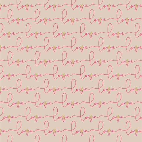 Open Heart - Written Love - - pink script "love" on blush pink
