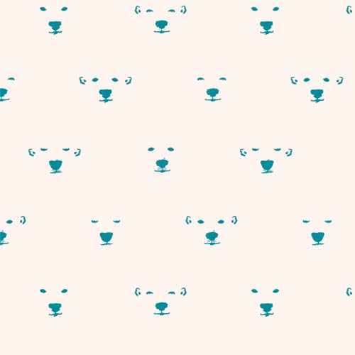Arctic Tale - Frosty Gaze - teal bear faces on cream