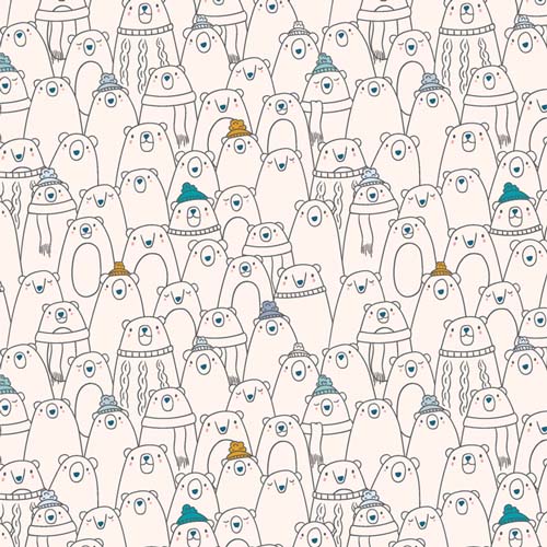 Flannel - Arctic Tale - Cozy Bears - Joy - packed polar bears in hats