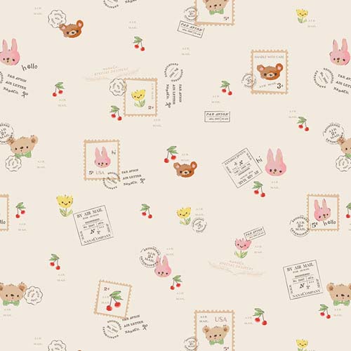 Minimo - Air Mail - Cream - stamps and postmarks with bears & bunnies