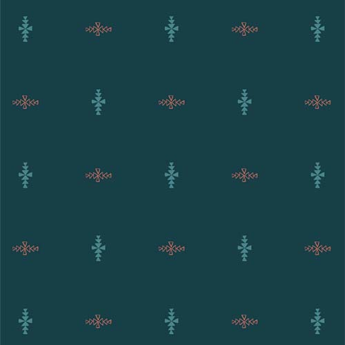 Tumbleweed - Four Corners - Teals - teal & rose geometric on dark teal