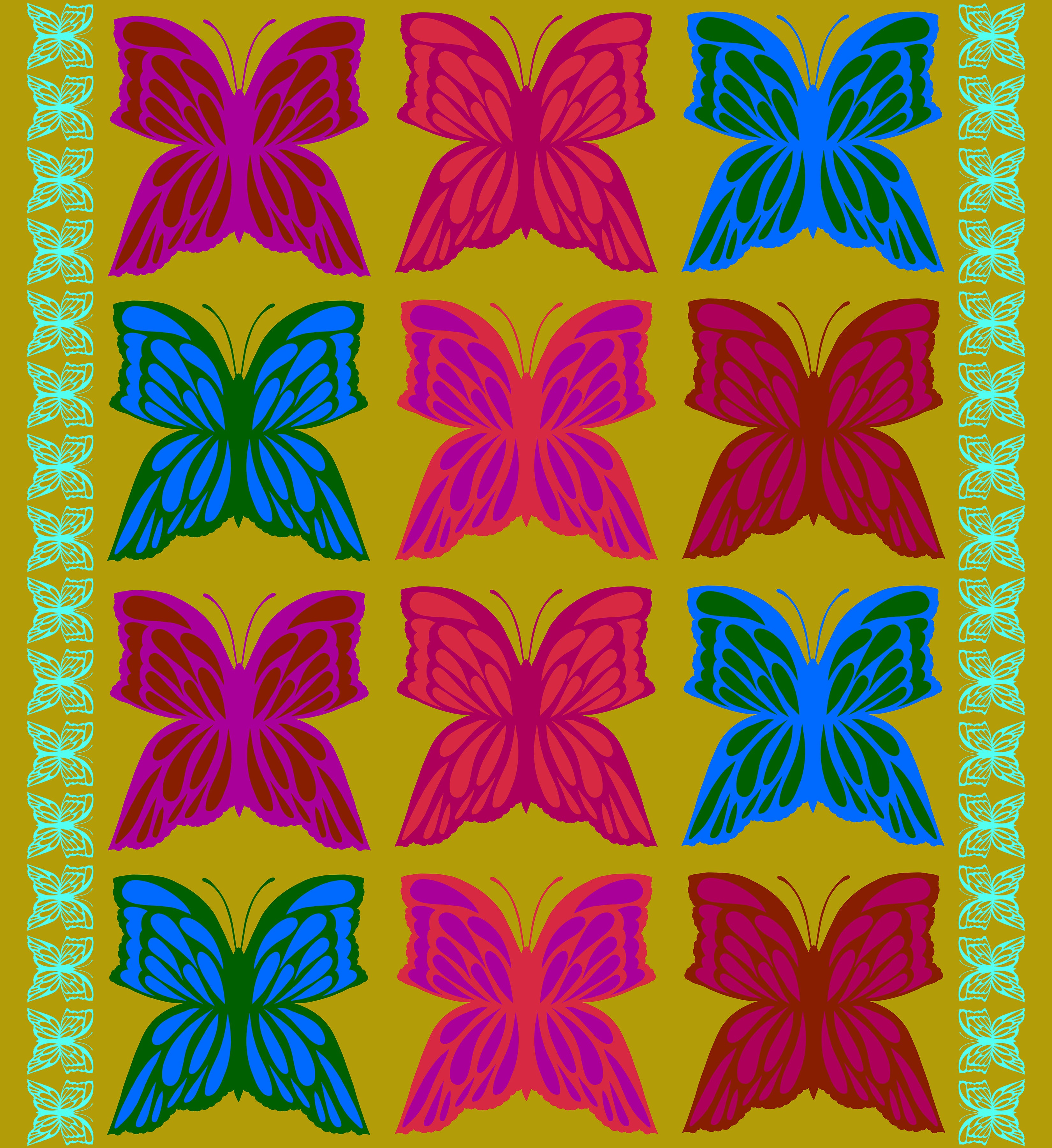 Overdressed - 6 o'clock - Bohemian - lg butterflies on green - Anna Maria
