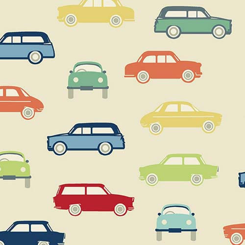 Sweet Ride - Cars - Linen - colorful cars on cream - Laundry Basket Quilts