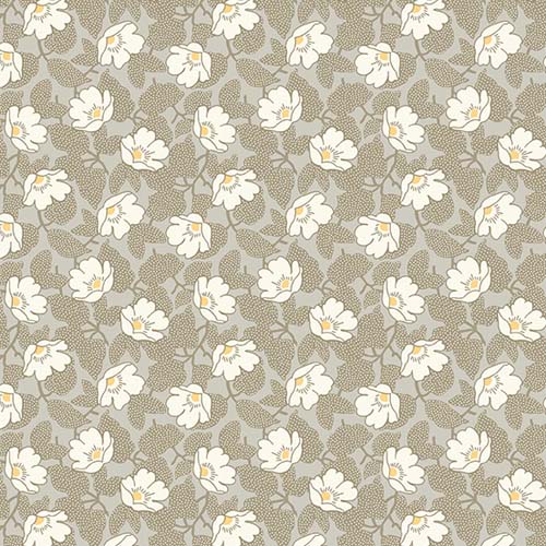 Abloom - Poppymallow - Stone - cream flowers on brown leaves & taupe