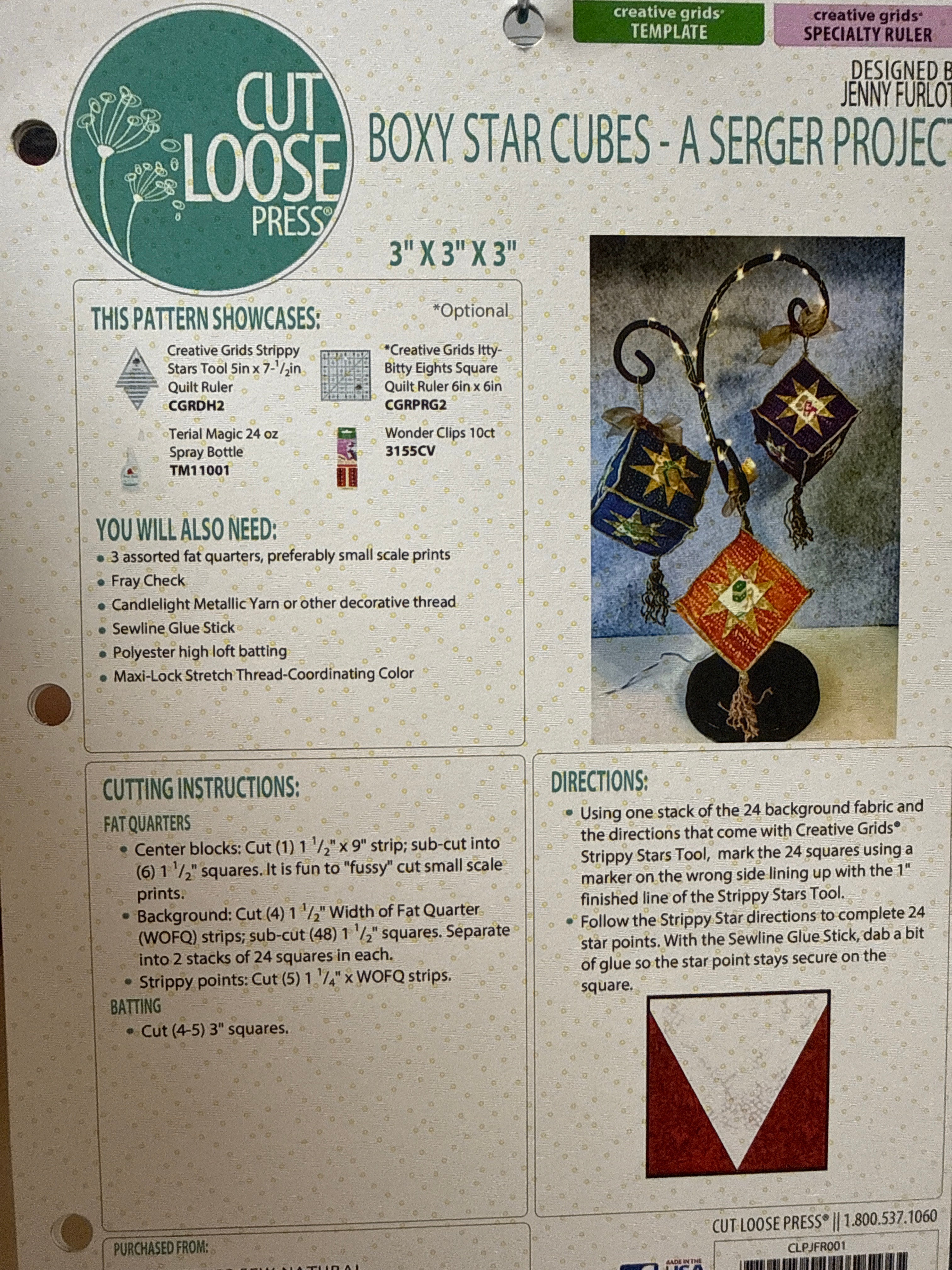 Cut Loose Press - Boxy Star Cubes-Ornaments featuring Creative Grids Strippy