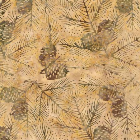 Natures Lodge Batik - Oak - Pine Cones & Needles Batik From Wing and A Prayer