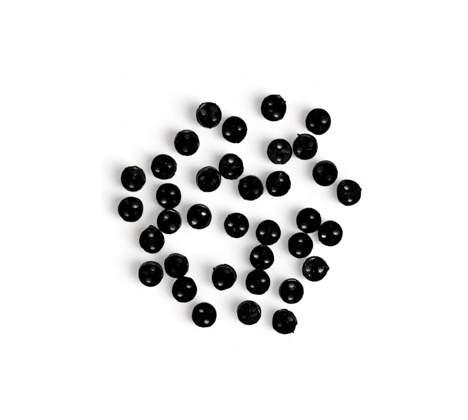 Micro Mini Round Black buttons - approx. 35 micro buttons by Buttons Galore