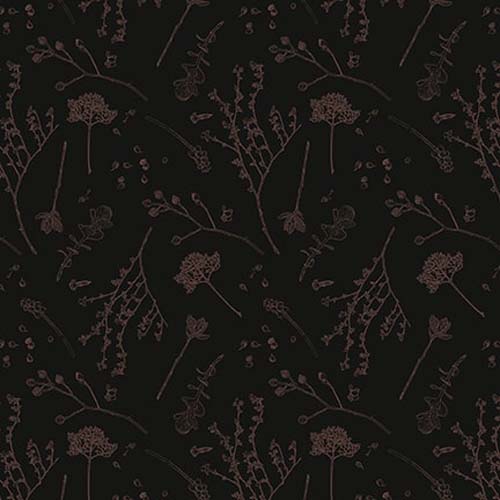 Nature's Whisper - Tossed Stemmed Flowers - Black - tossed flowers on black