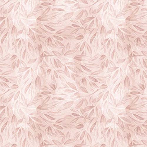 Petals & Pewter - Leaf Allover - Dusty Rose - tone on tone leaves on pink