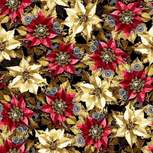 Gears & Garland - Steampunk Poinsettias - Red