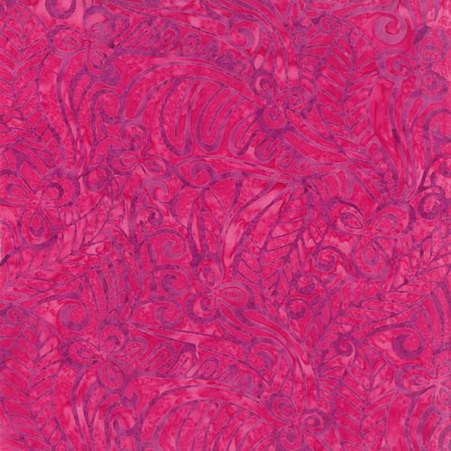 Batik - Paradise Bay - Ocean Breeze - Swirled Leaves - Raspberry - pink