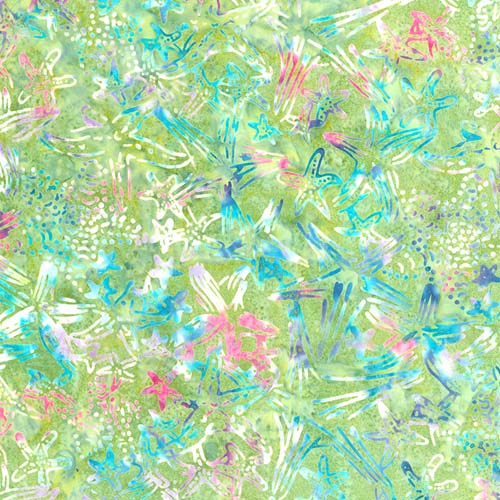 Batik - Paradise Bay - Coral Reef - Starfish Collage - Peach - on lt orange
