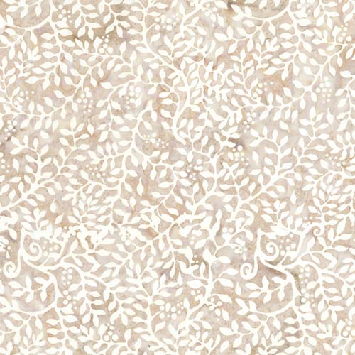 Garden Spirit Batik - Leafy Vine - Pink Blush - cream vines on taupe