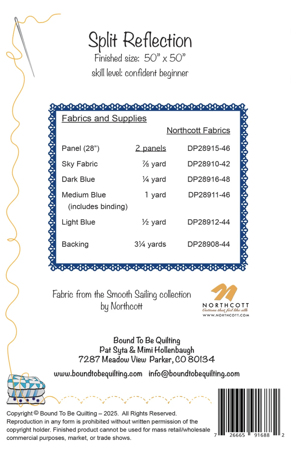 Split Reflection - quilt pattern - 50 x 50 - Bound to be Quilting BTBQ569