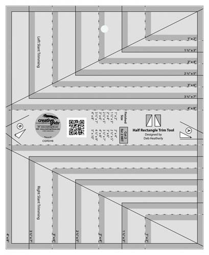 Creative Grids non-slip Half Rectangle Trim Tool-Create 4" or 8" Square on