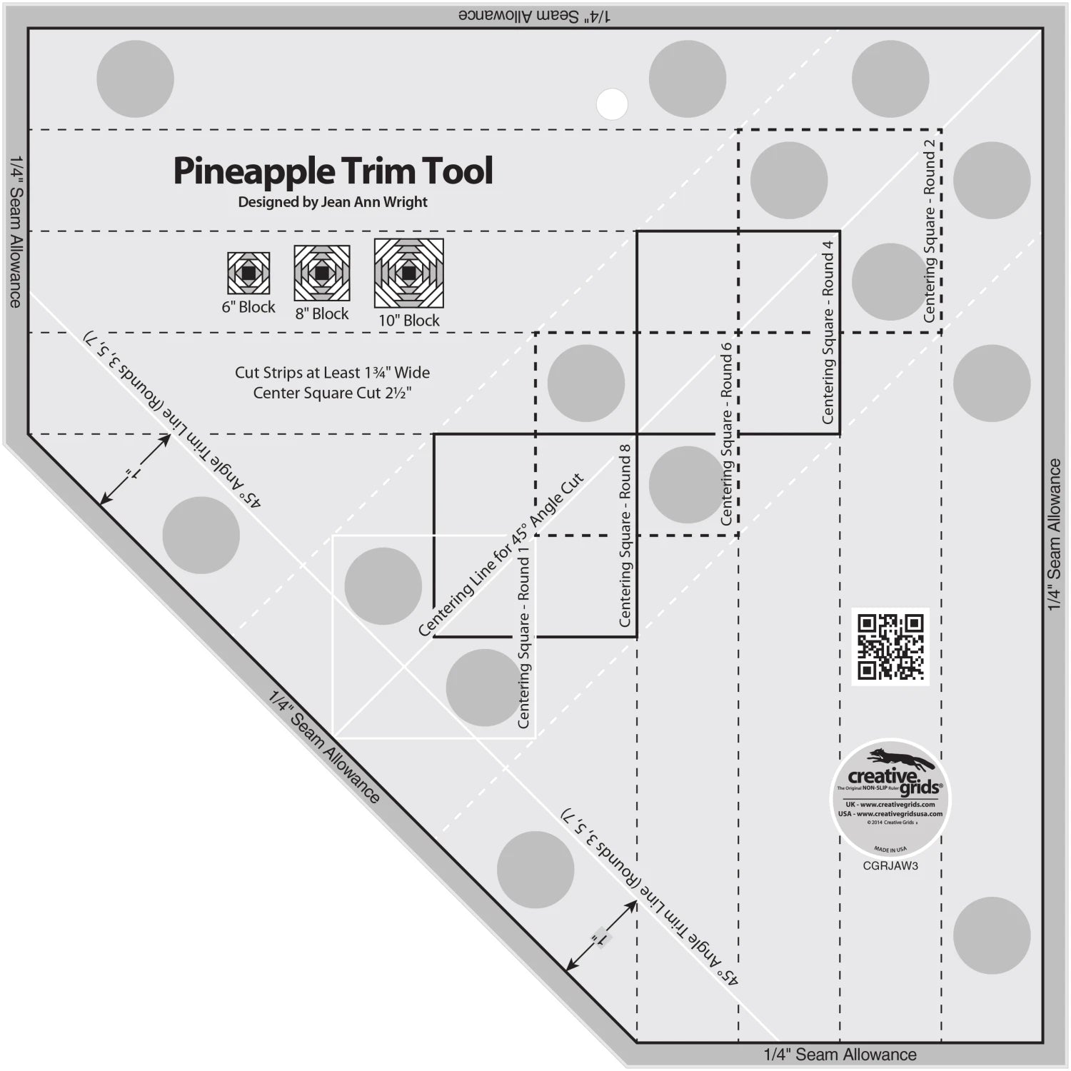 Creative Grids Non-Slip - Pineapple Trim Tool 6 8 & 10" blocks CGRJAW3