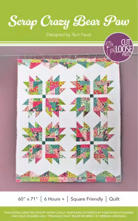 Cut Loose Press - Scrap Crazy Bear Paw - uses creative grids scrap crazy 6 template