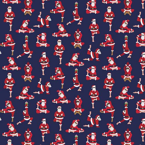 Namasanta - Om Om Om - Yoga Santa - Navy - Santa in yoga poses