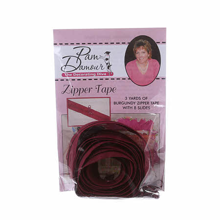 Zipper Tape - Burgundy - 3 Yards of Burgundy Zipper Tape With 8 Slides-Fr