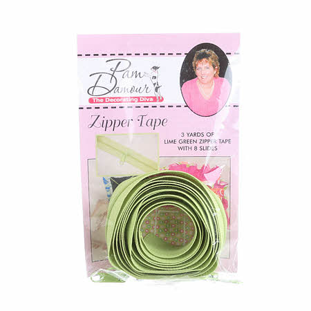Zipper Tape - Lime Green - 3 Yards of Lime Green Zipper Tape With 8 Slides