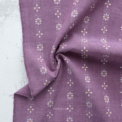 Forest Forage Woven - Daisy -Wildberry - White woven daisies on violet