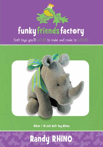 Randy Rhino - Soft Toy - Created By Pauline McArthur of Funky Friends