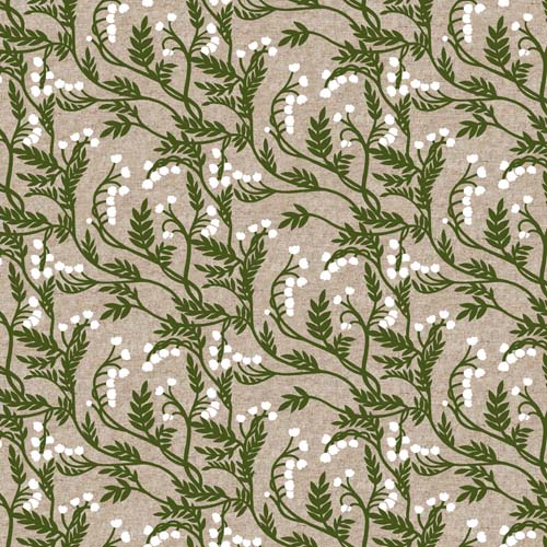 Grove - Branches - Green - Green branches on natural - 55% Linen/45% Cotton