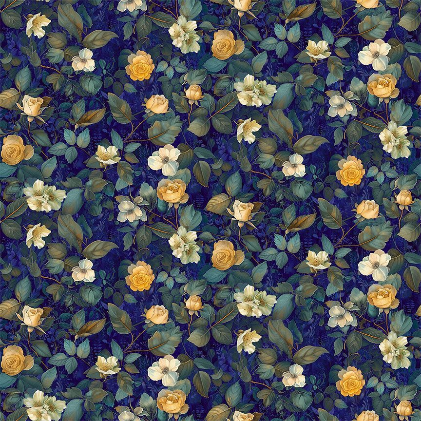 Lumiere - Medium Floral With Leaves - Midnight