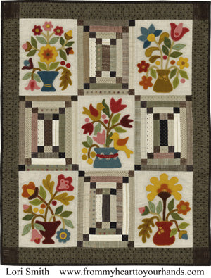 Nantucket Pattern - 5 Wool Applique Blocks & 4 Cotton Blocks - Finishes 25 x