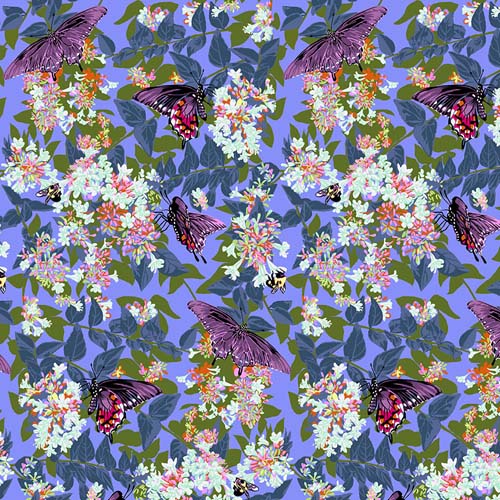 Our Fair Home - Neighborly - Periwinkle - lg floral w/ butterflies - Anna Maria