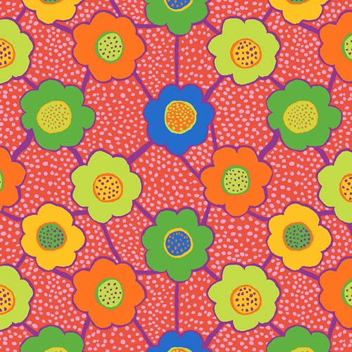 Kaffe Collective - August 2025 - Floral Connections - Red - floral on red