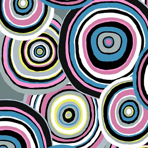 Kaffe 85 & Fabulous - Targets- Black - large concentric circles in pastels