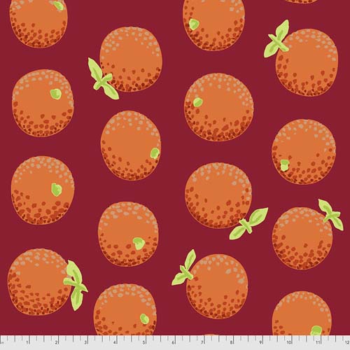 Oranges - Maroon - oranges on dark red - Kaffe Collective - Aug 2021