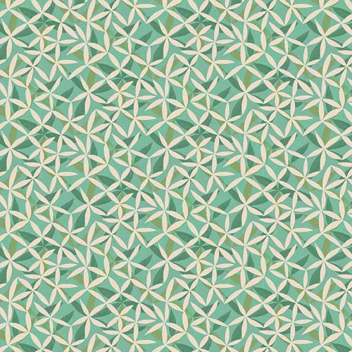 Flourish & Bloom - Star Flower Dance - Green - cream flowers on sage green