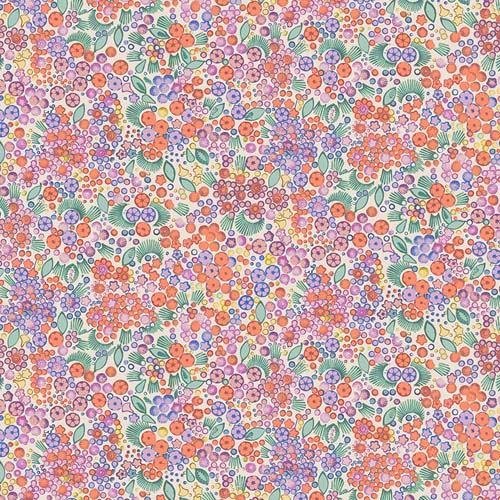 Flourish & Bloom - Little Meadow - Coral - packed purple & coral flowers